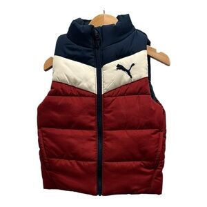 Puma Boys Red and Navy Puffer Jacket Vest, NWT, 3T